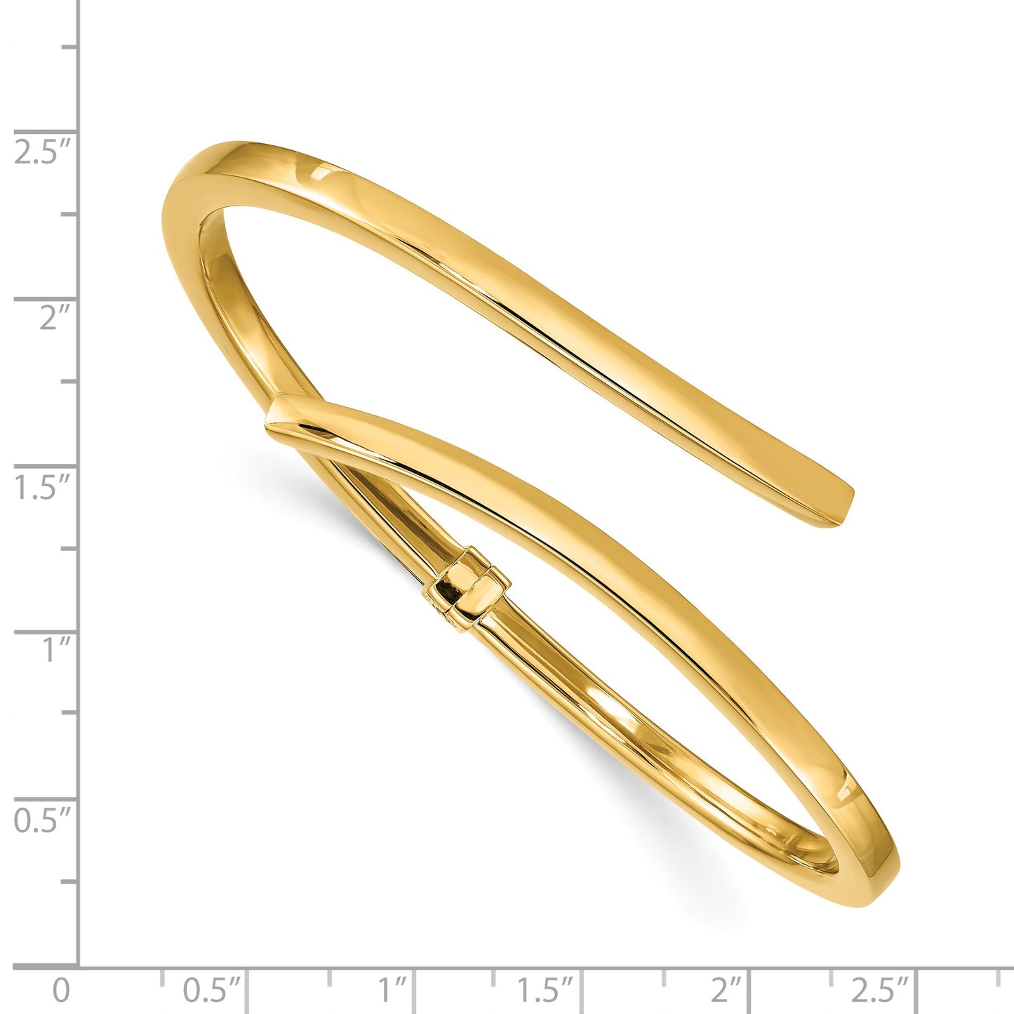 Sterling Silver Gold-plated Polished Bypass Hinged Bangle