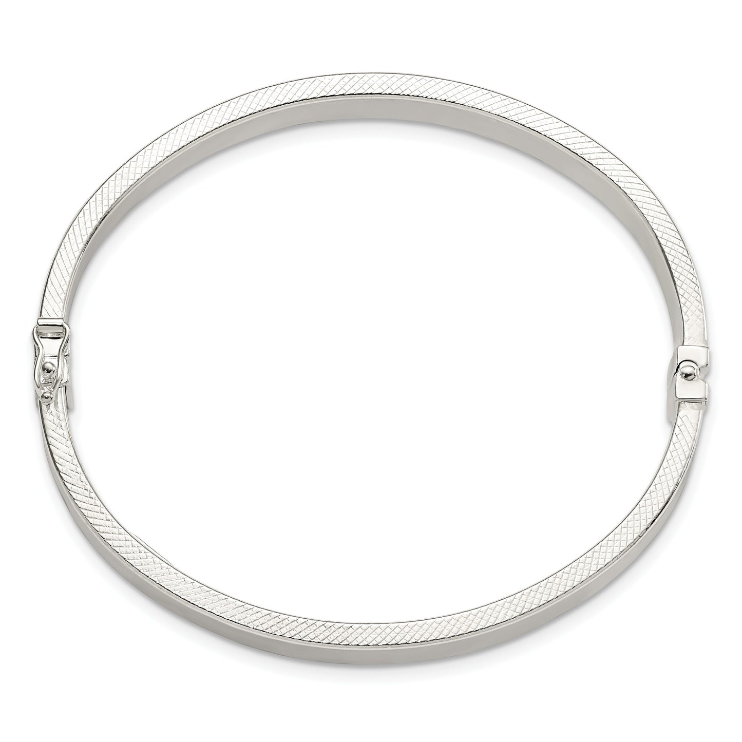 Sterling Silver Polished & Textured Hinged Bangle