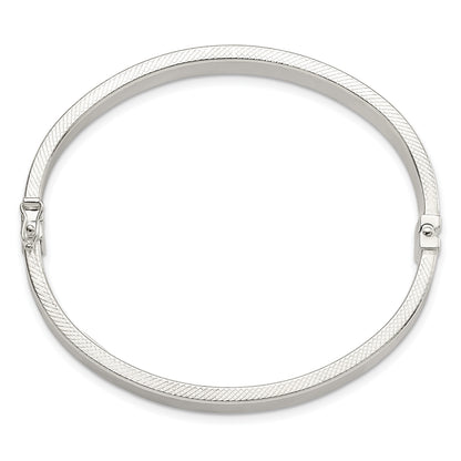 Sterling Silver Polished & Textured Hinged Bangle