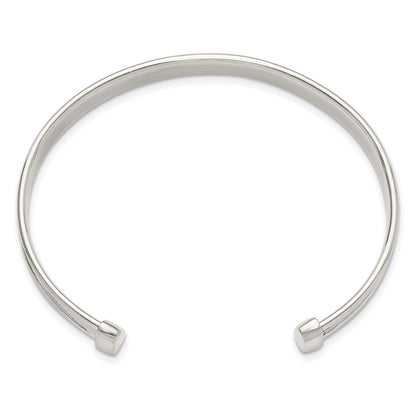 Sterling Silver Polished Textured Cuff Bangle Bracelet