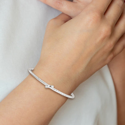 Sterling Silver Twisted Knot Cuff Bangle
