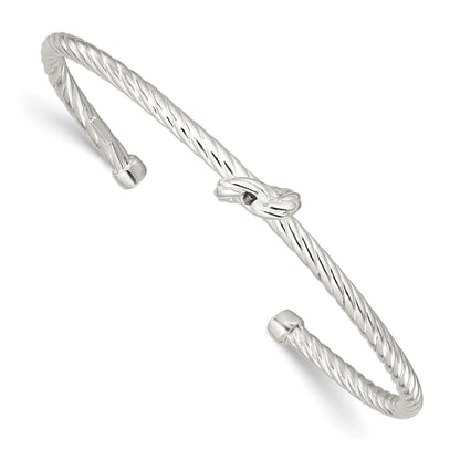 Sterling Silver Twisted Knot Cuff Bangle