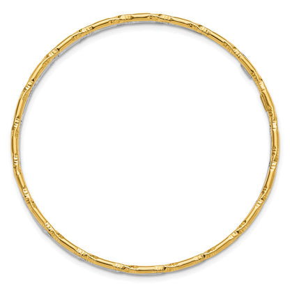 Sterling Silver Rhodium-plated Gold-tone Diamond-cut Set of 2 Bangles