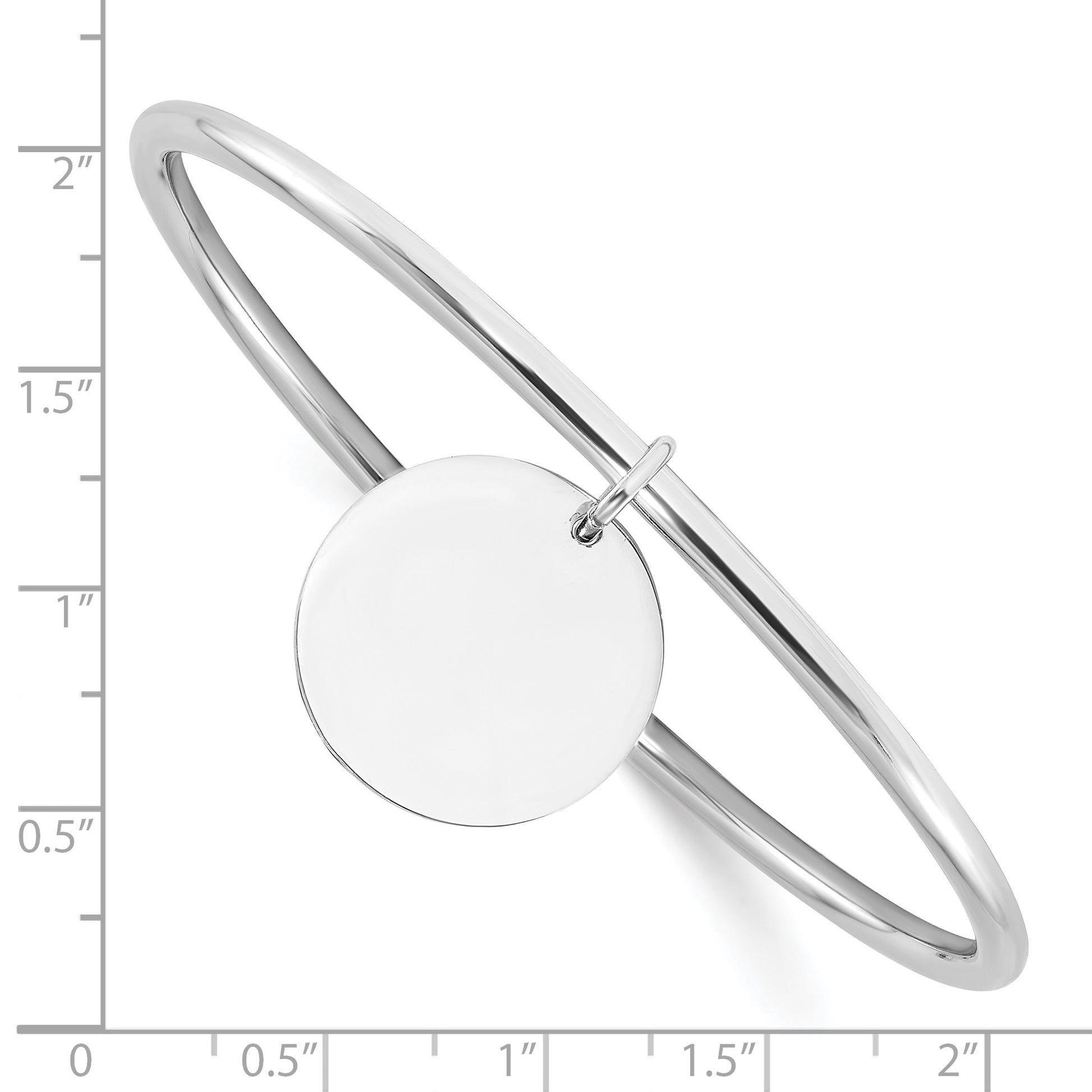 Sterling Silver Rhodium-plated w/Disc Dangle Slip on Bangle