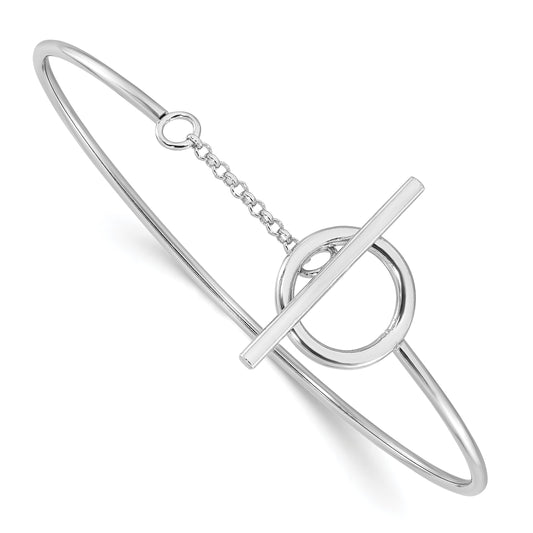 Sterling Silver Rhodium-plated Polished Toggle Clasp Bangle