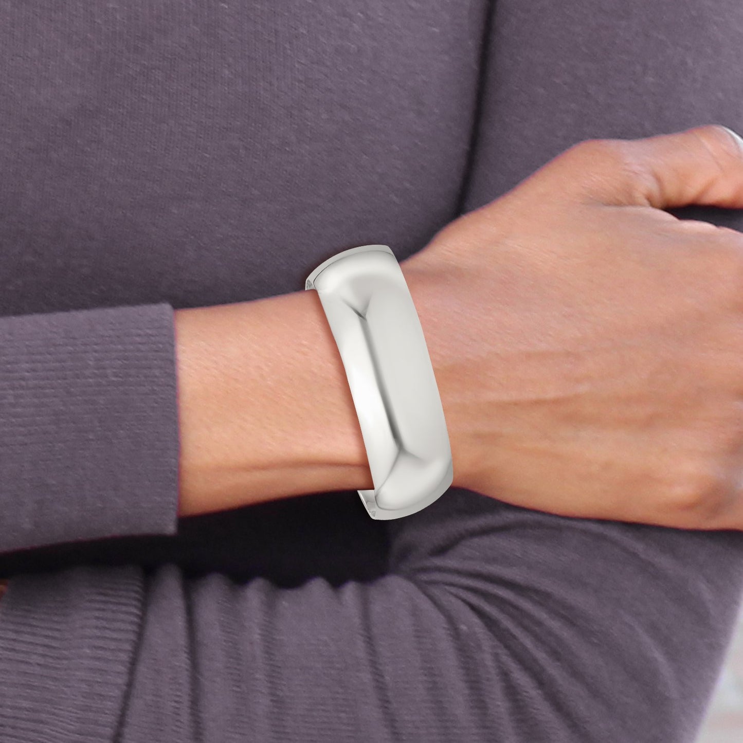 Sterling Silver Polished 20mm Domed Cuff Bangle