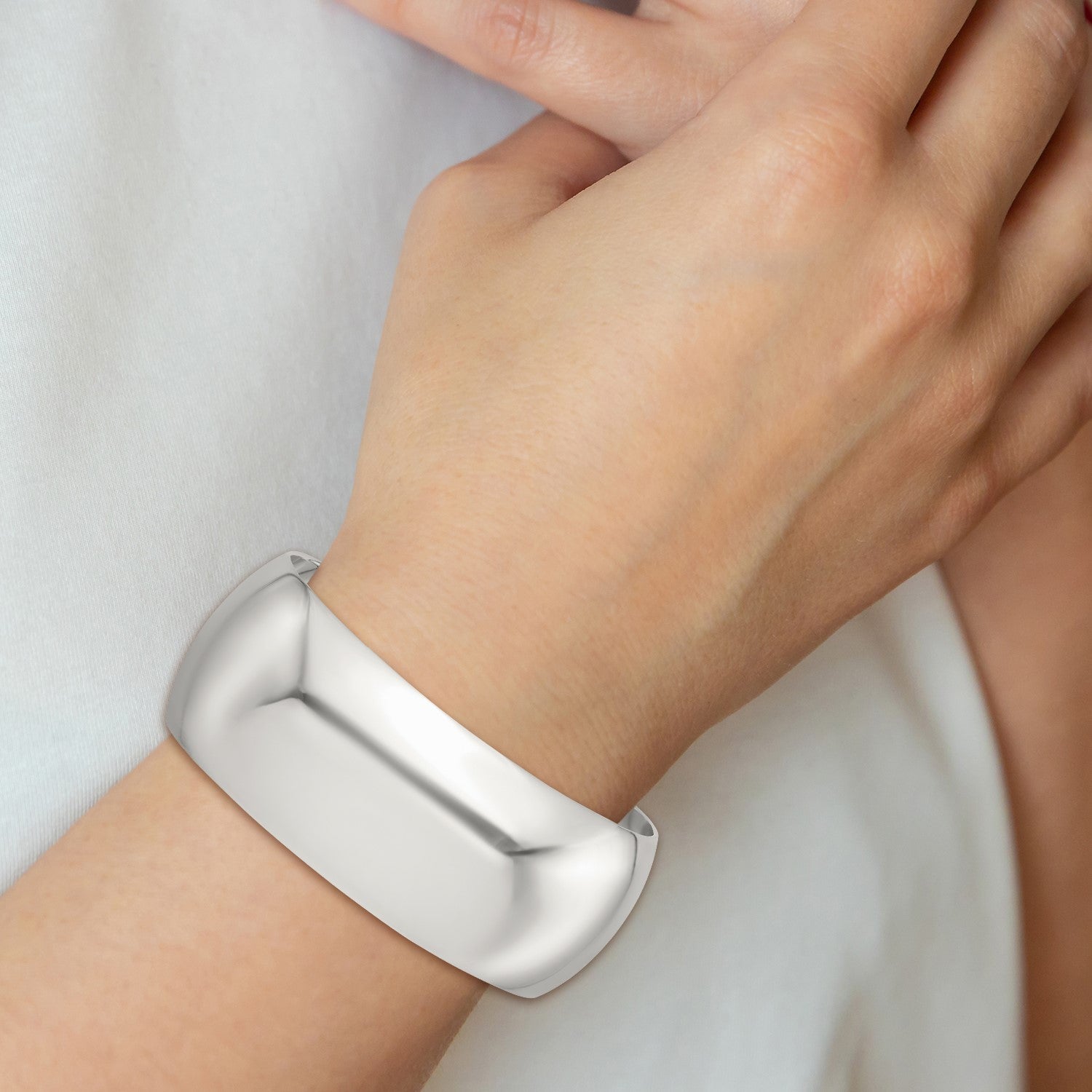 Sterling Silver Polished 25mm Domed Cuff Bangle