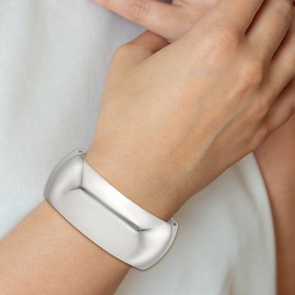 Sterling Silver Polished 25mm Domed Cuff Bangle