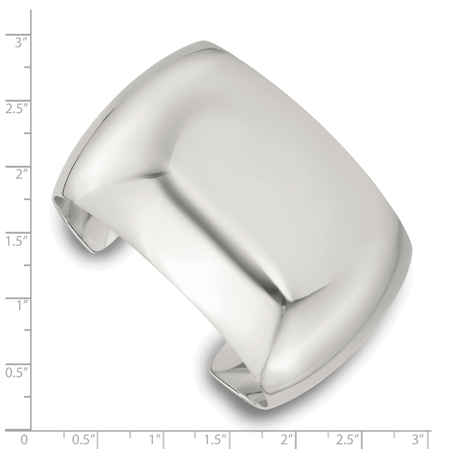 Sterling Silver Polished 40mm Domed Cuff Bangle