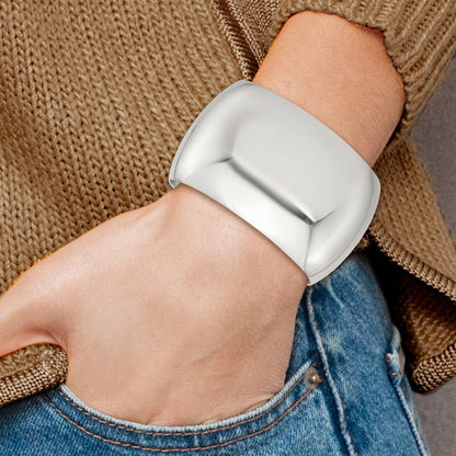 Sterling Silver Polished 40mm Domed Cuff Bangle