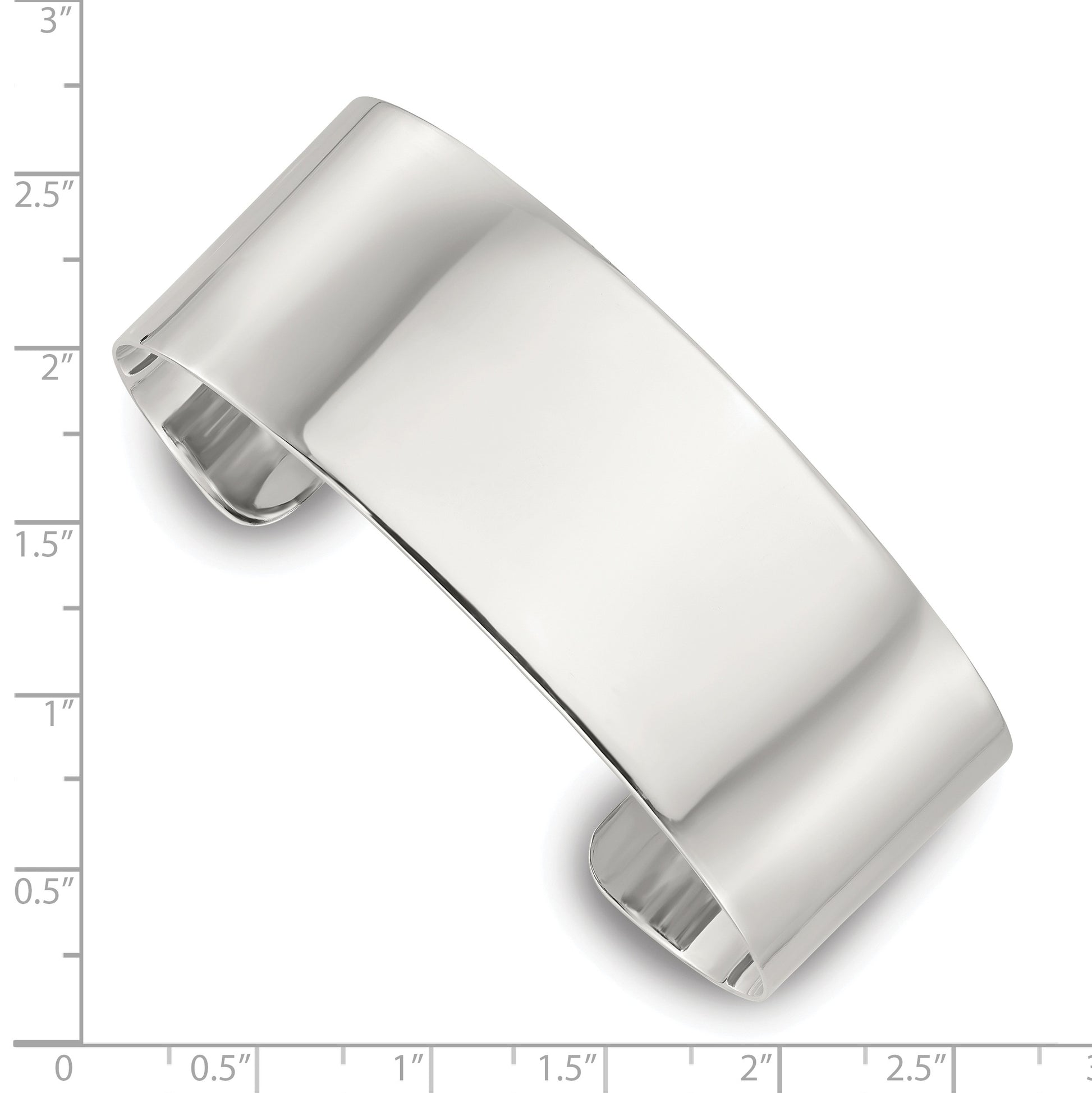 Sterling Silver Polished 25mm Flat Cuff Bangle