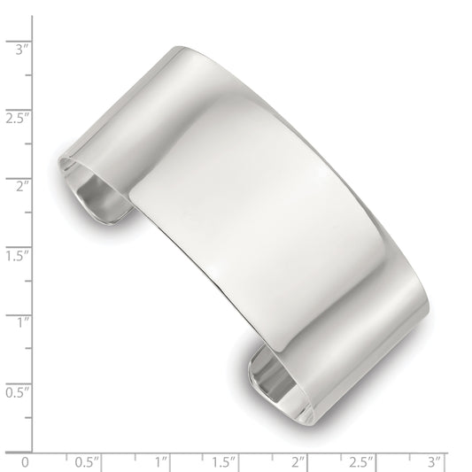 Sterling Silver Polished 30mm Flat Cuff Bangle