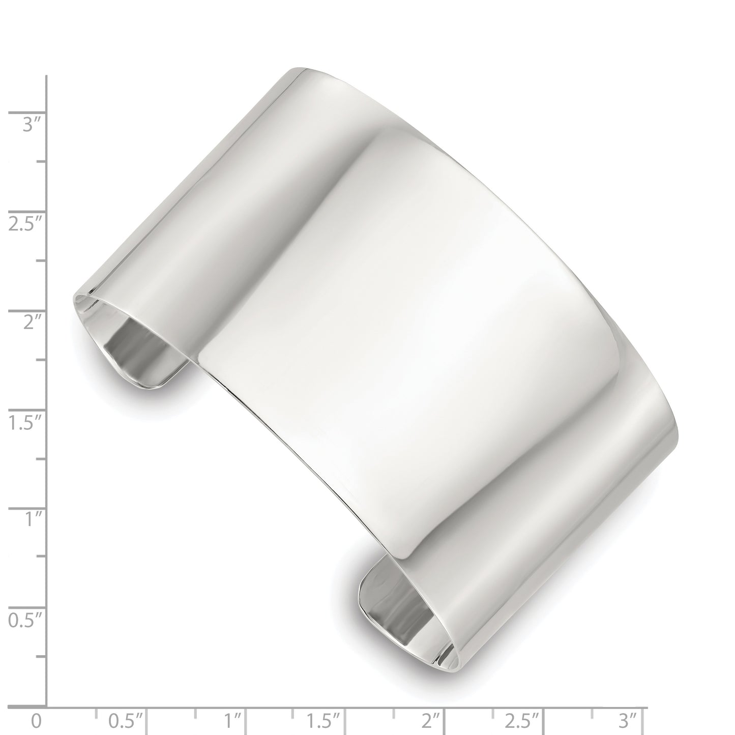 Sterling Silver Polished 40mm Flat Cuff Bangle
