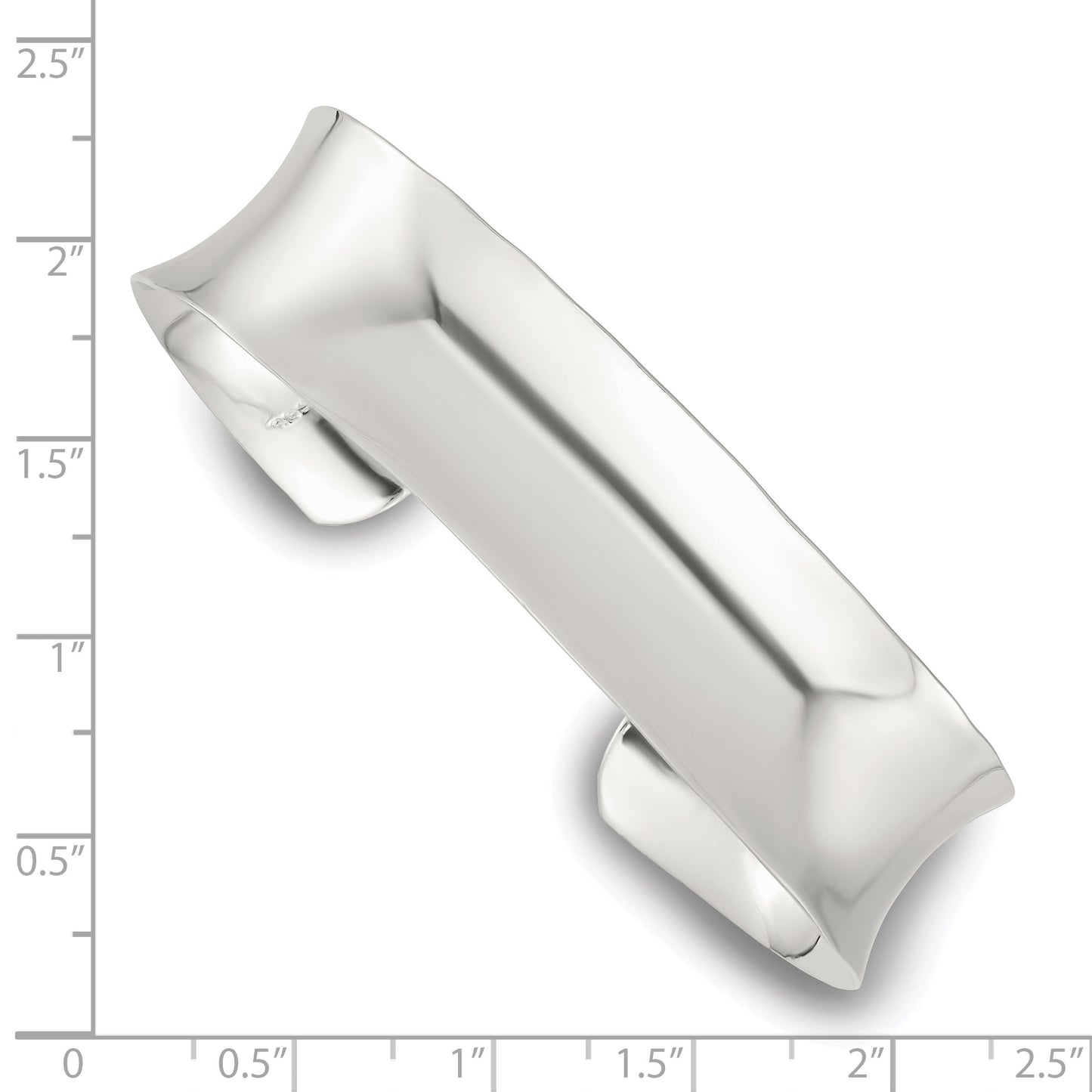 Sterling Silver Polished 15mm Concave Cuff Bangle
