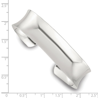 Sterling Silver Polished 15mm Concave Cuff Bangle