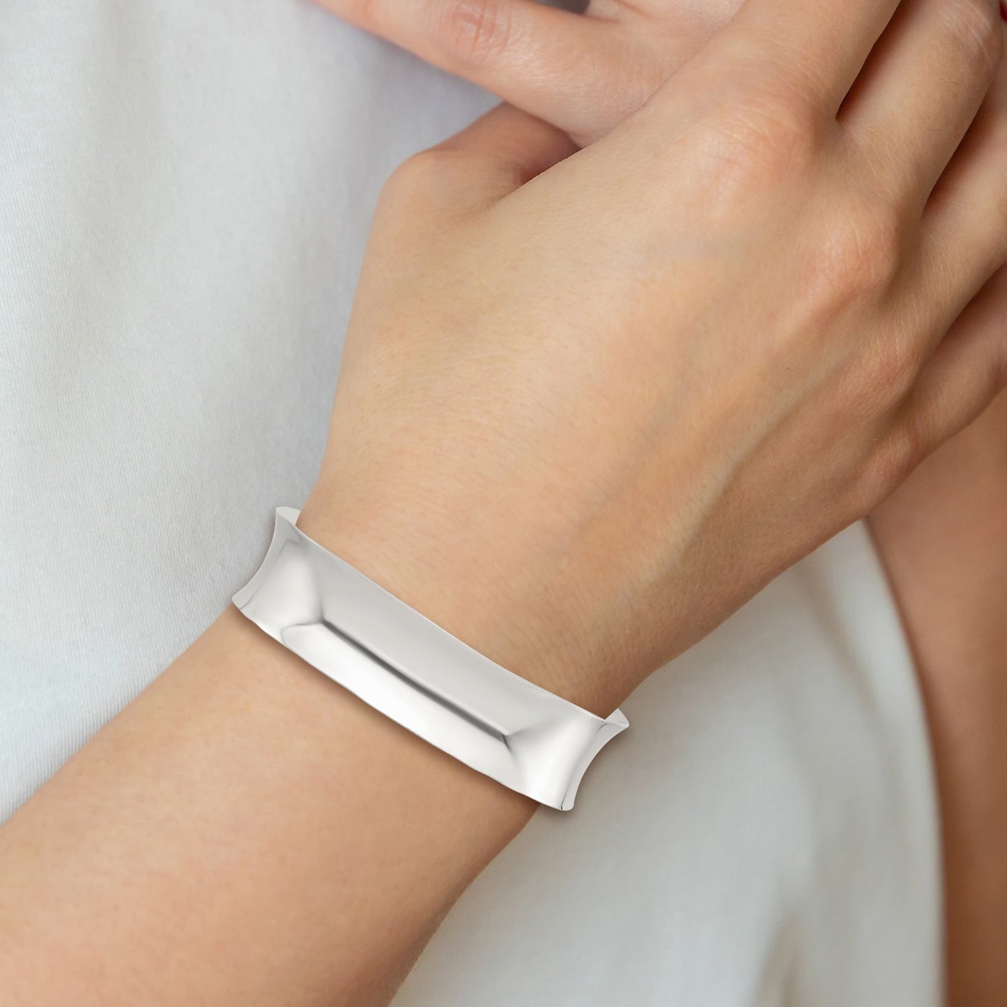 Sterling Silver Polished 15mm Concave Cuff Bangle