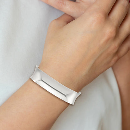Sterling Silver Polished 15mm Concave Cuff Bangle