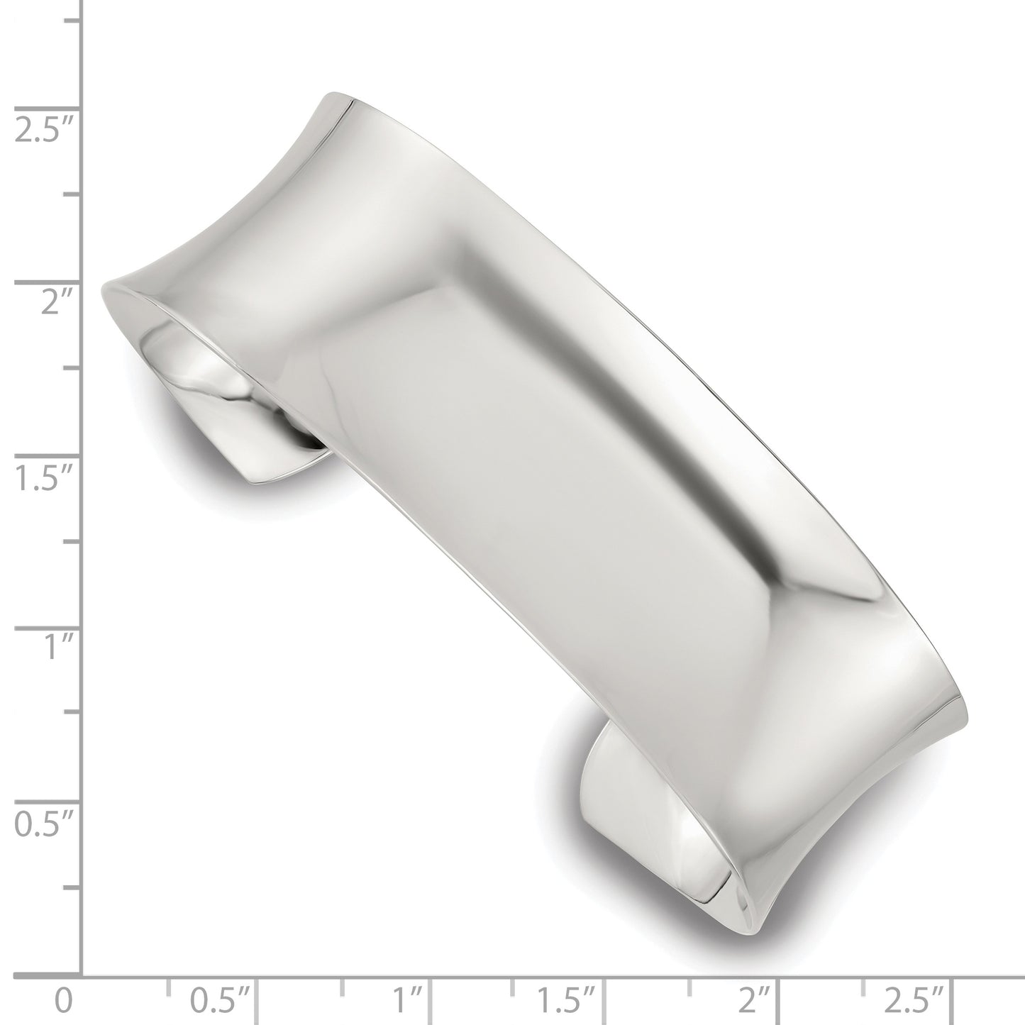 Sterling Silver Polished 20mm Concave Cuff Bangle