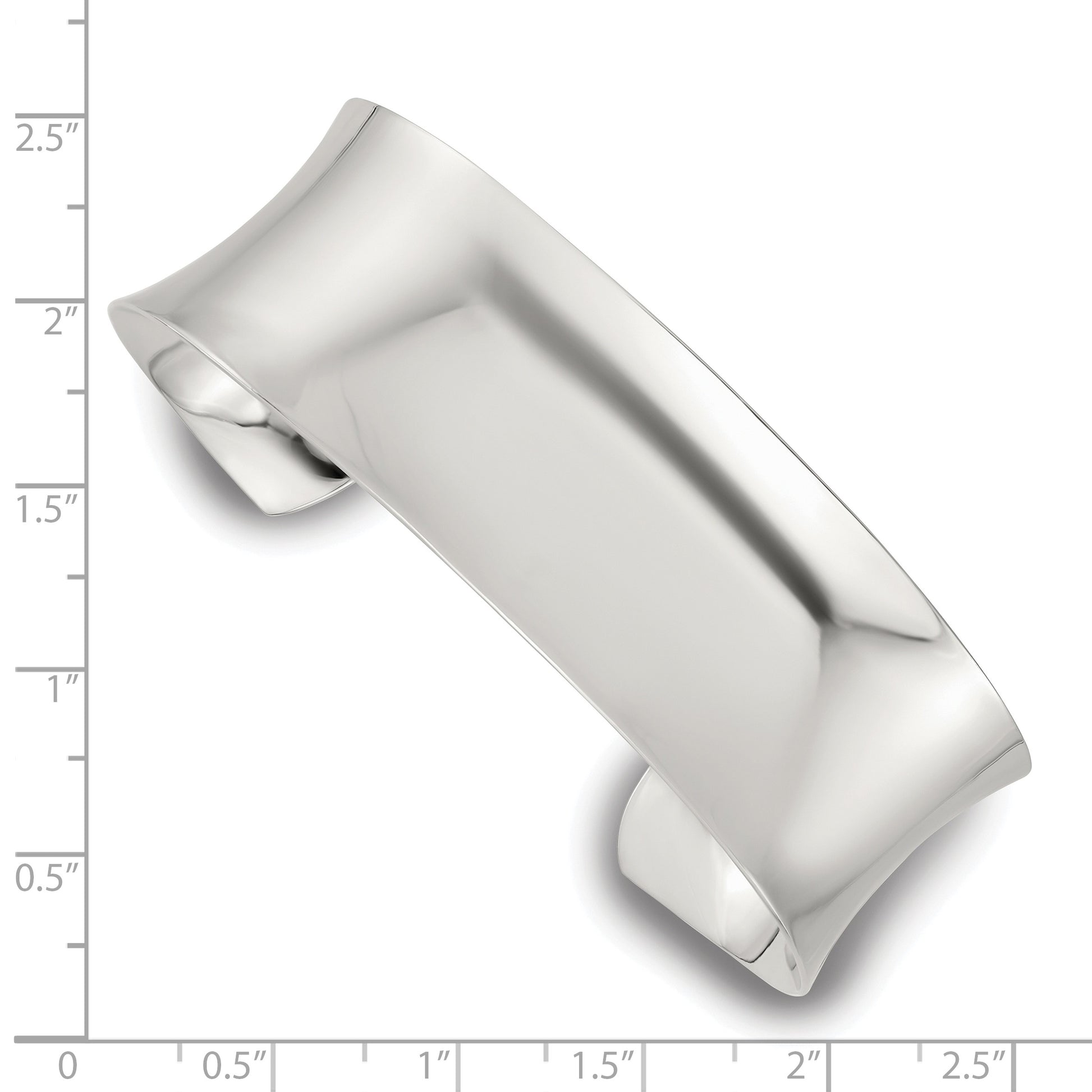 Sterling Silver Polished 20mm Concave Cuff Bangle