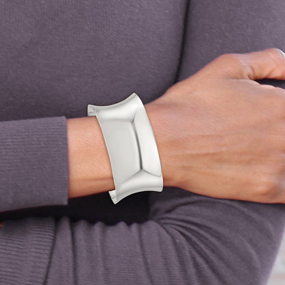 Sterling Silver Polished 30mm Concave Cuff Bangle