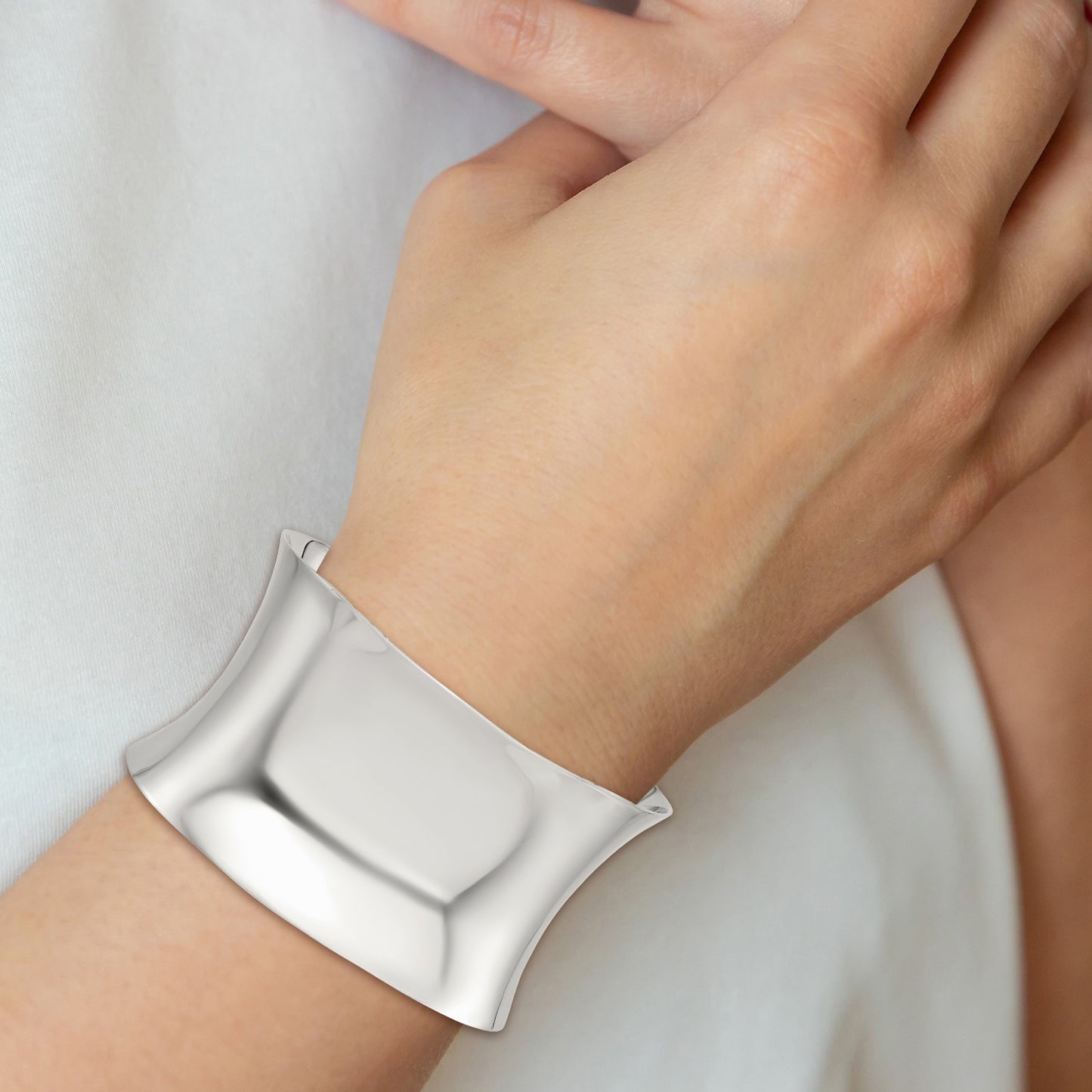 Sterling Silver Polished 40mm Concave Cuff Bangle