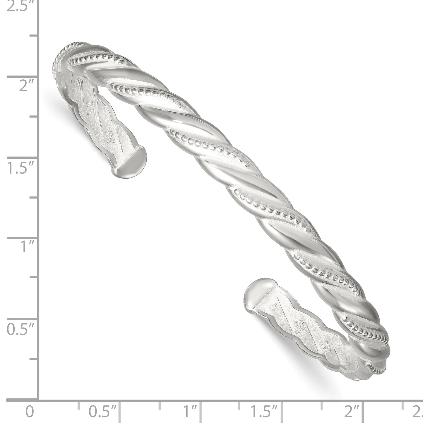 Sterling Silver Polished and Textured Twisted Cuff Bangle Bracelet