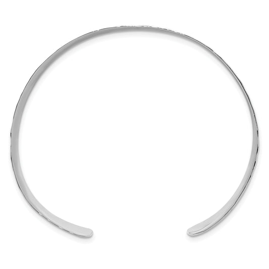 Sterling Silver Polished 20mm Flat Hammered Cuff Bangle