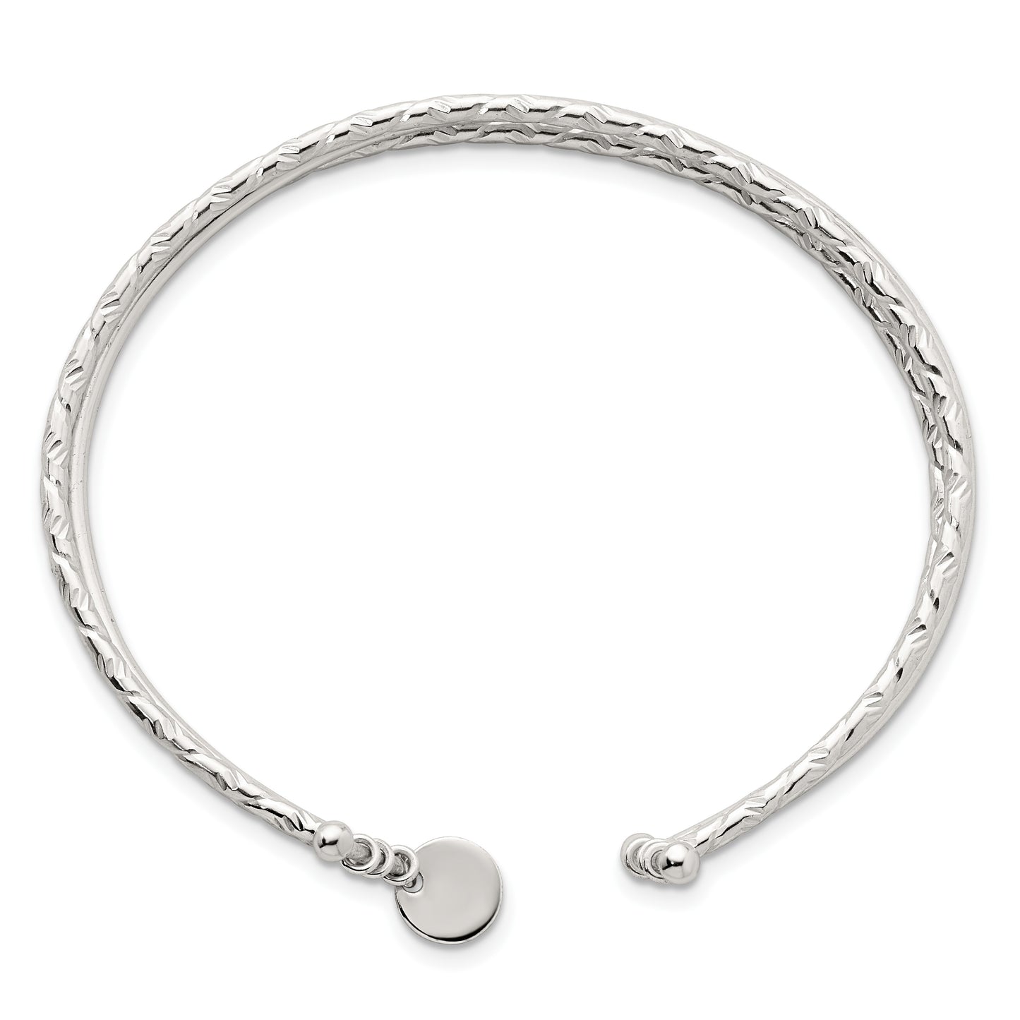 Sterling Silver Polished and Textured Triple Band Cuff Bangle Bracelet
