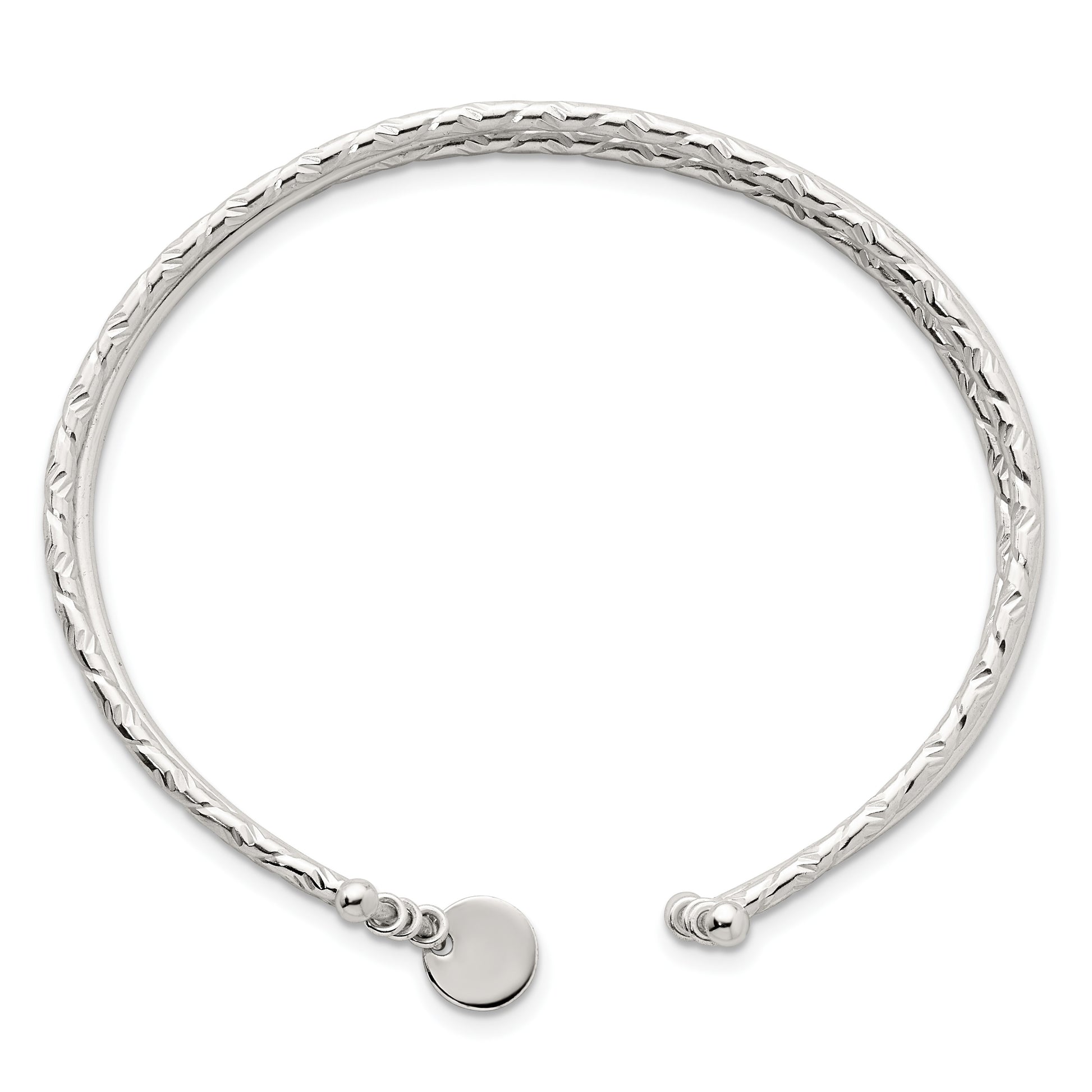 Sterling Silver Polished and Textured Triple Band Cuff Bangle Bracelet