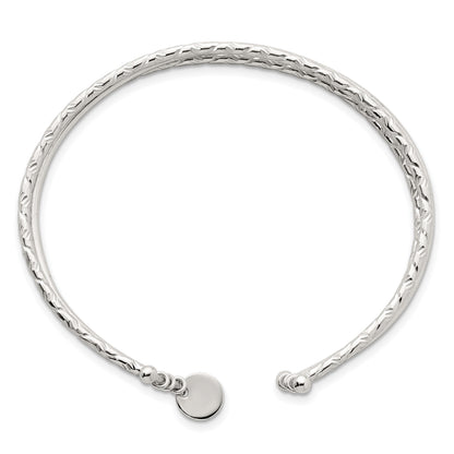 Sterling Silver Polished and Textured Triple Band Cuff Bangle Bracelet