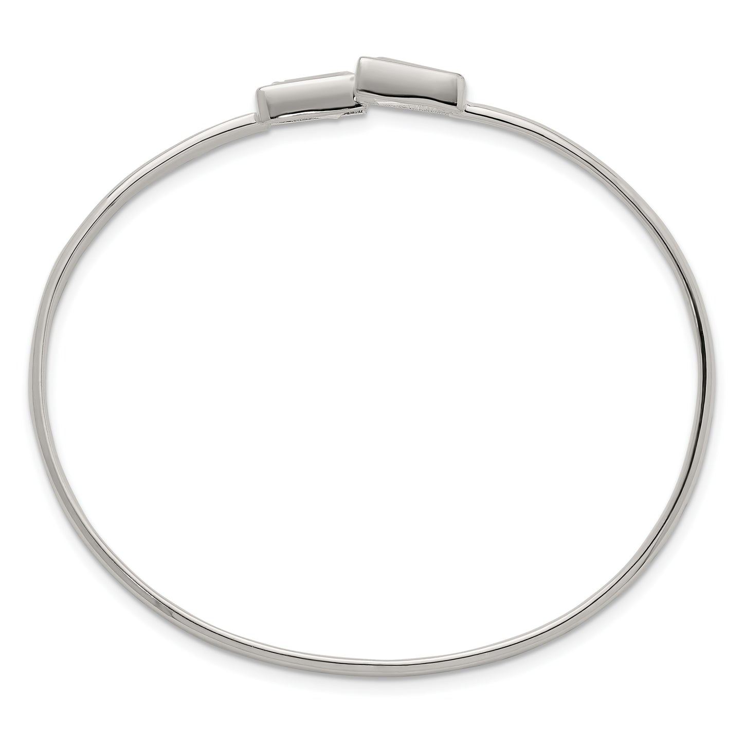 Sterling Silver Polished Tapered Baguette CZ Cuff Bangle