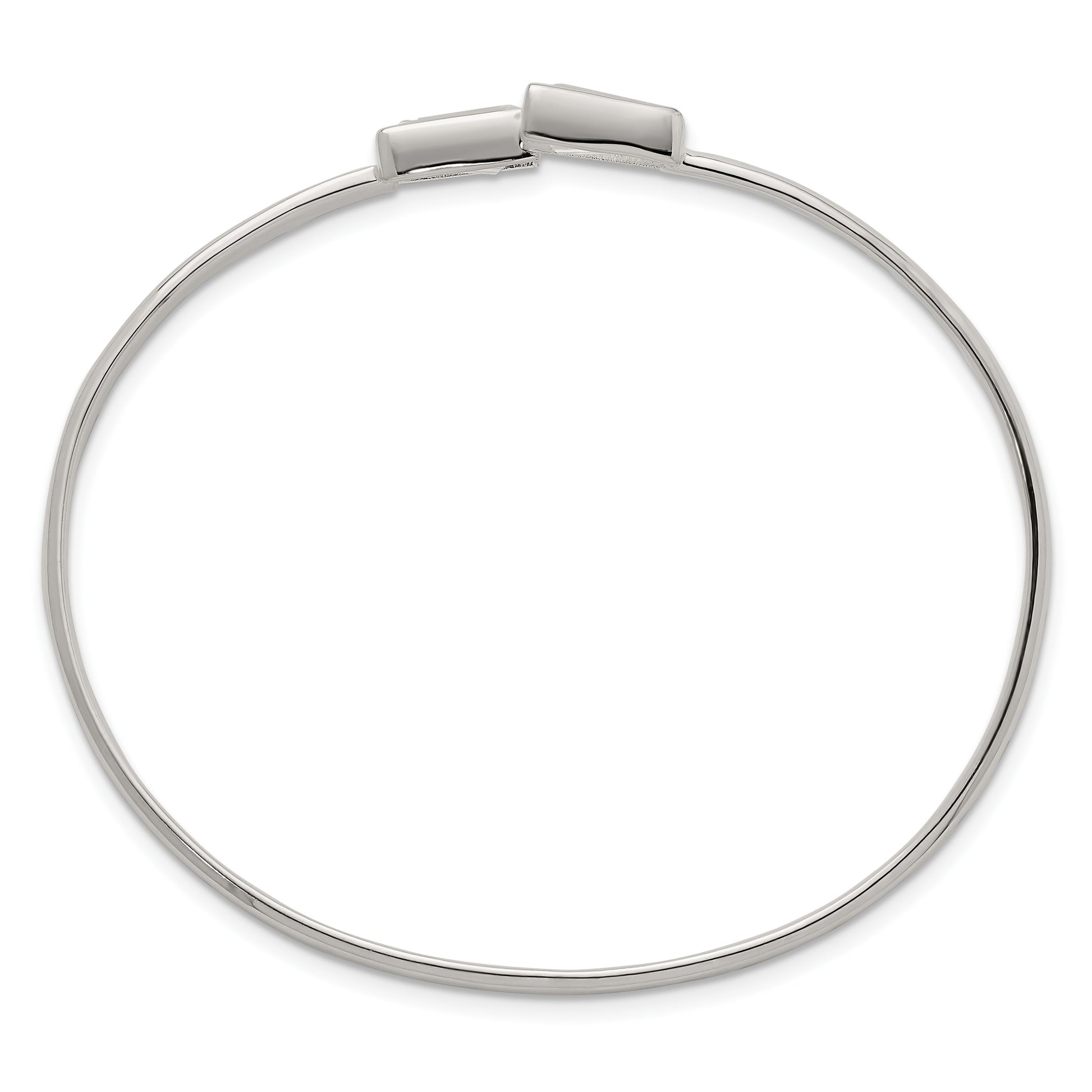 Sterling Silver Polished Tapered Baguette CZ Cuff Bangle