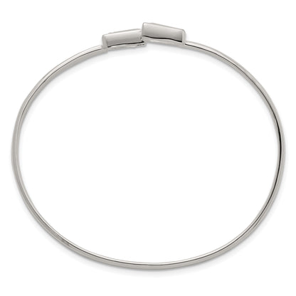 Sterling Silver Polished Tapered Baguette CZ Cuff Bangle