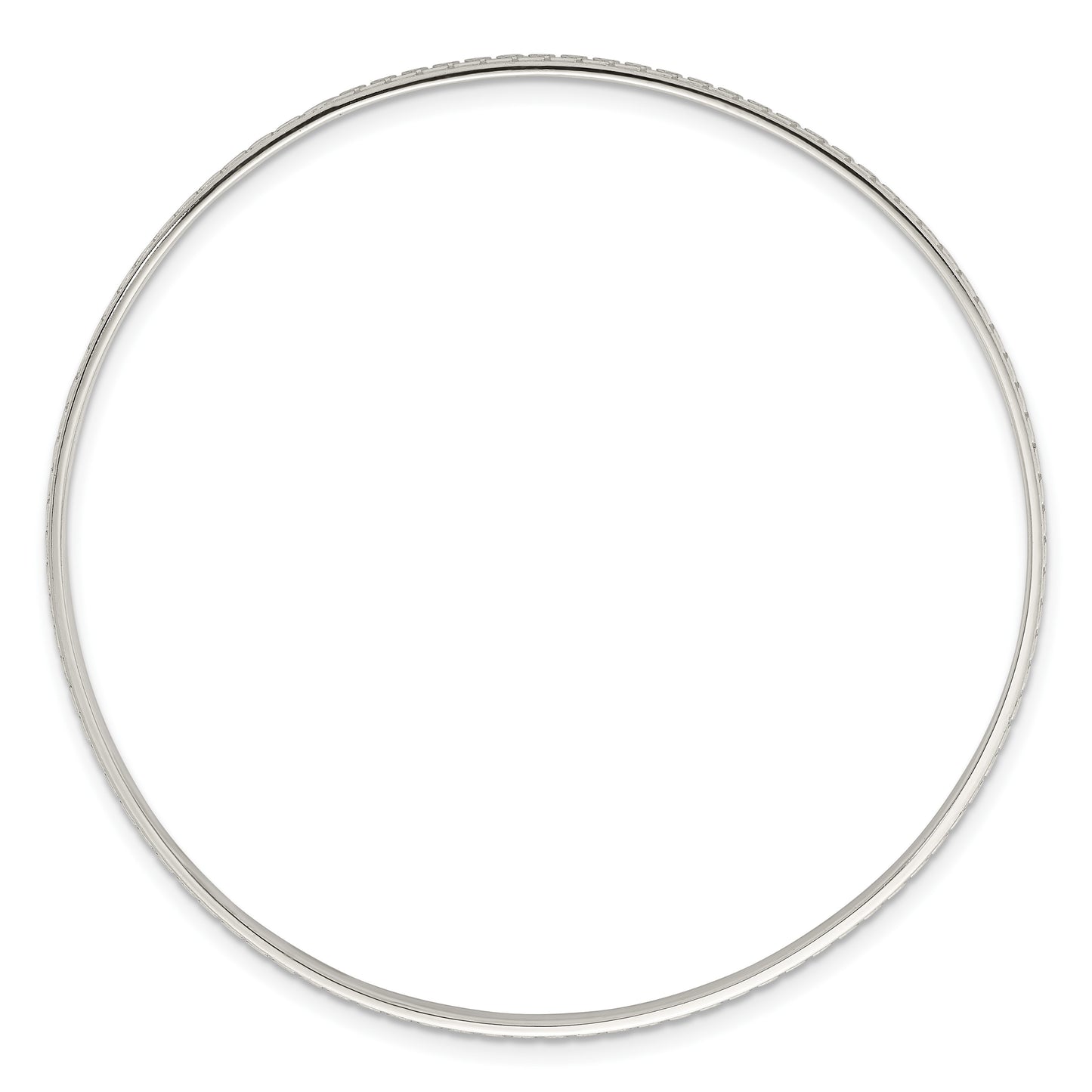Sterling Silver Polished and Textured 2.50mm Greek Key Slip-on Bangle Bracelet