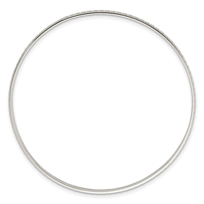 Sterling Silver Polished and Textured 2.50mm Greek Key Slip-on Bangle Bracelet
