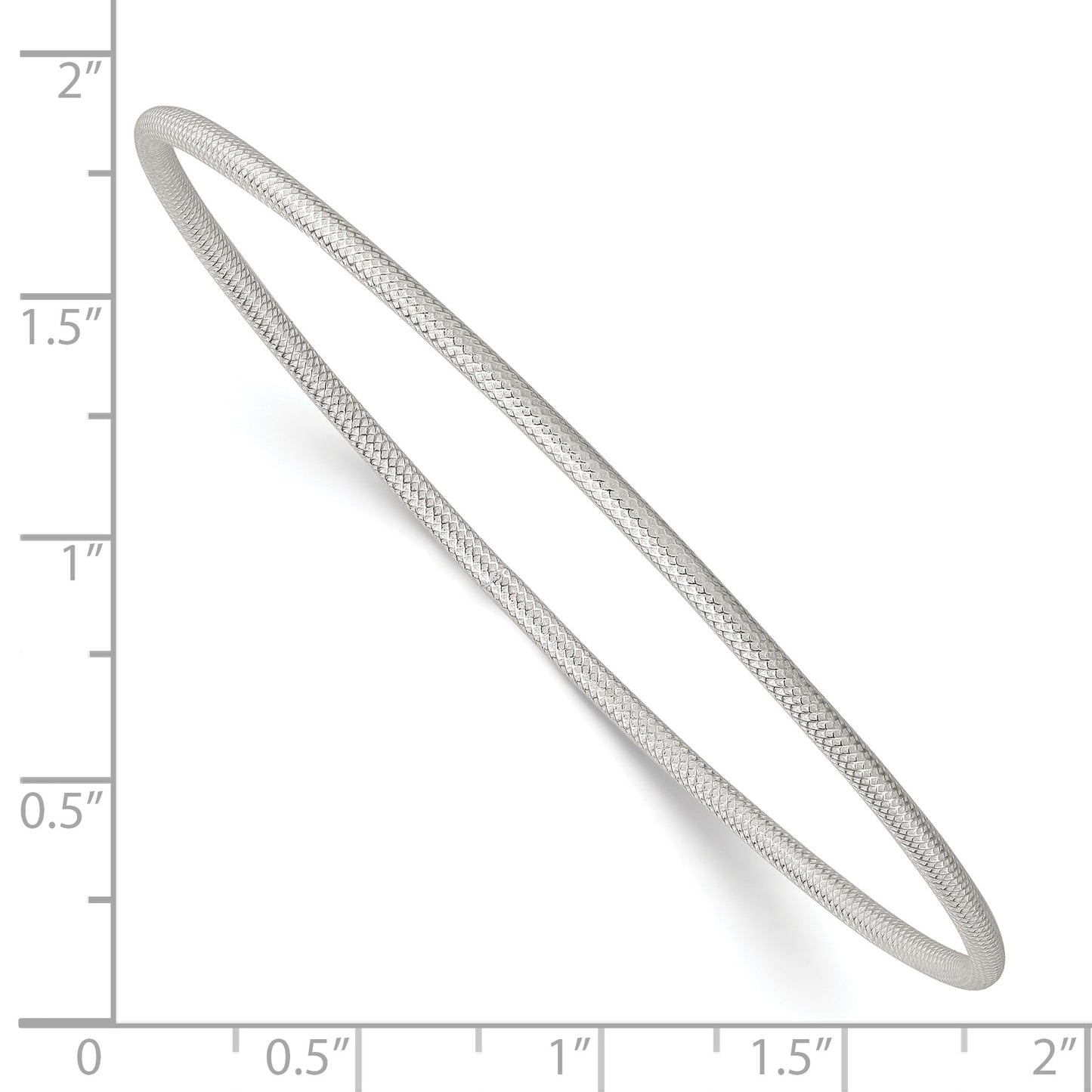 Sterling Silver Polished and Textured 2.00mm Slip-on Bangle Bracelet