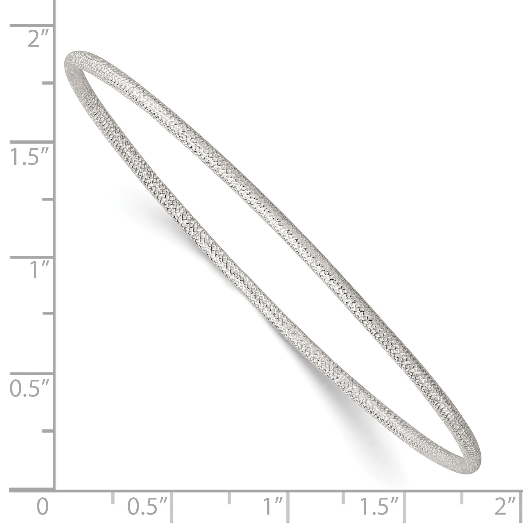 Sterling Silver Polished and Textured 2.00mm Slip-on Bangle Bracelet