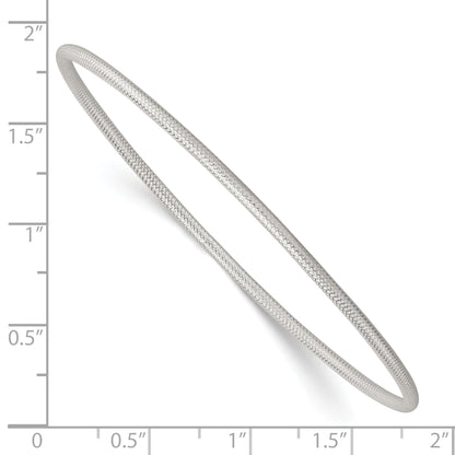 Sterling Silver Polished and Textured 2.00mm Slip-on Bangle Bracelet