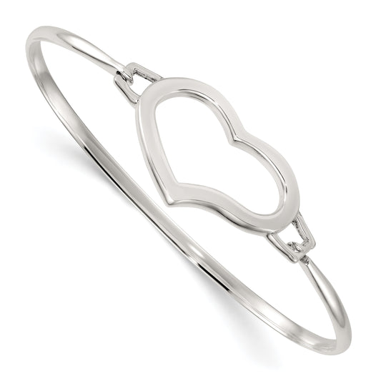 Sterling Silver Polished Open Heart Bangle