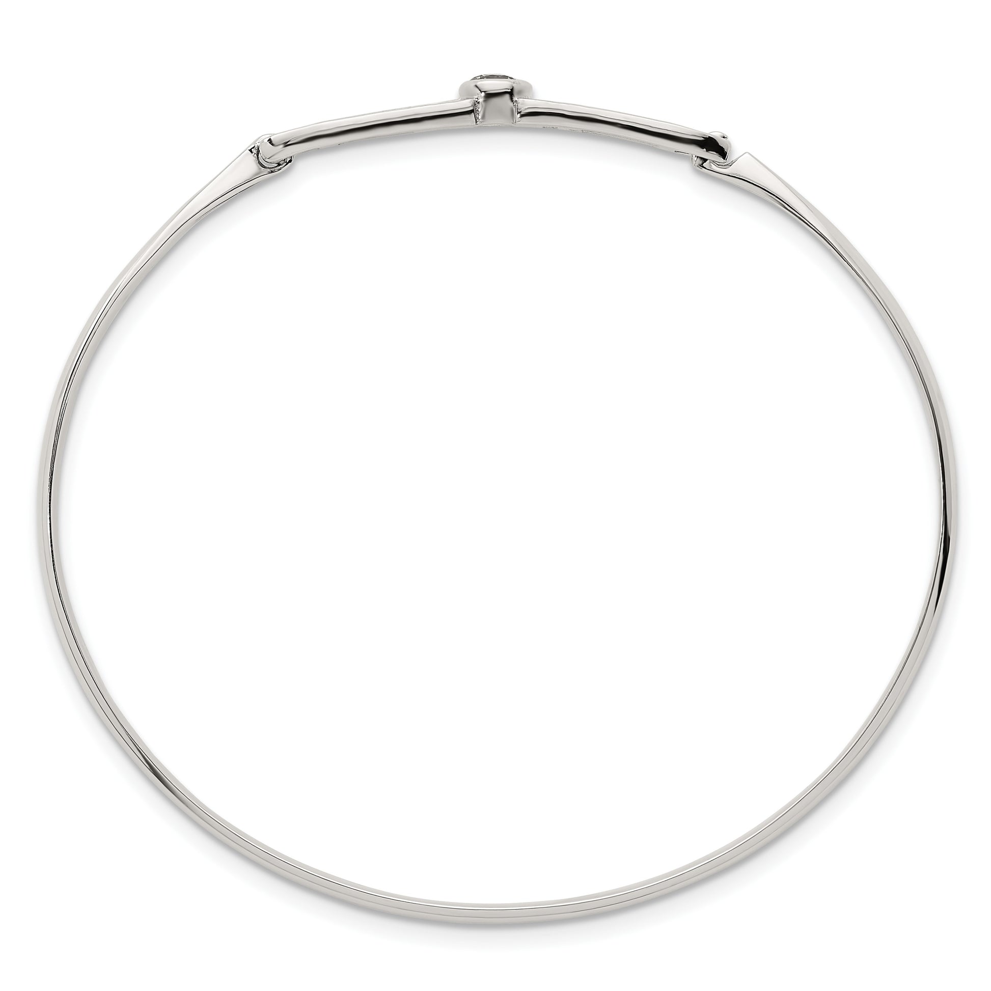 Sterling Silver Polished Fancy CZ Bangle