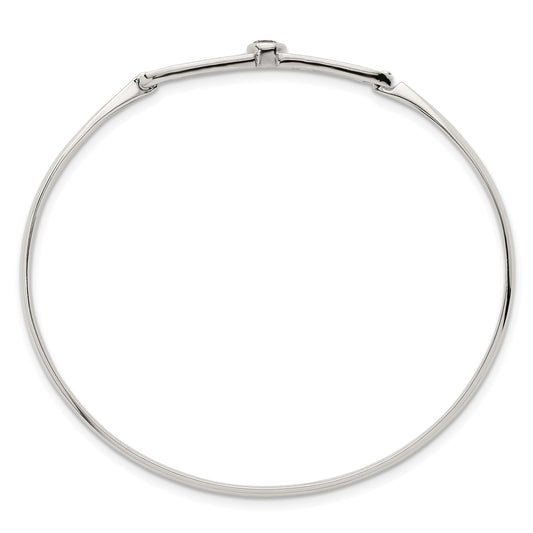 Sterling Silver Polished Fancy CZ Bangle