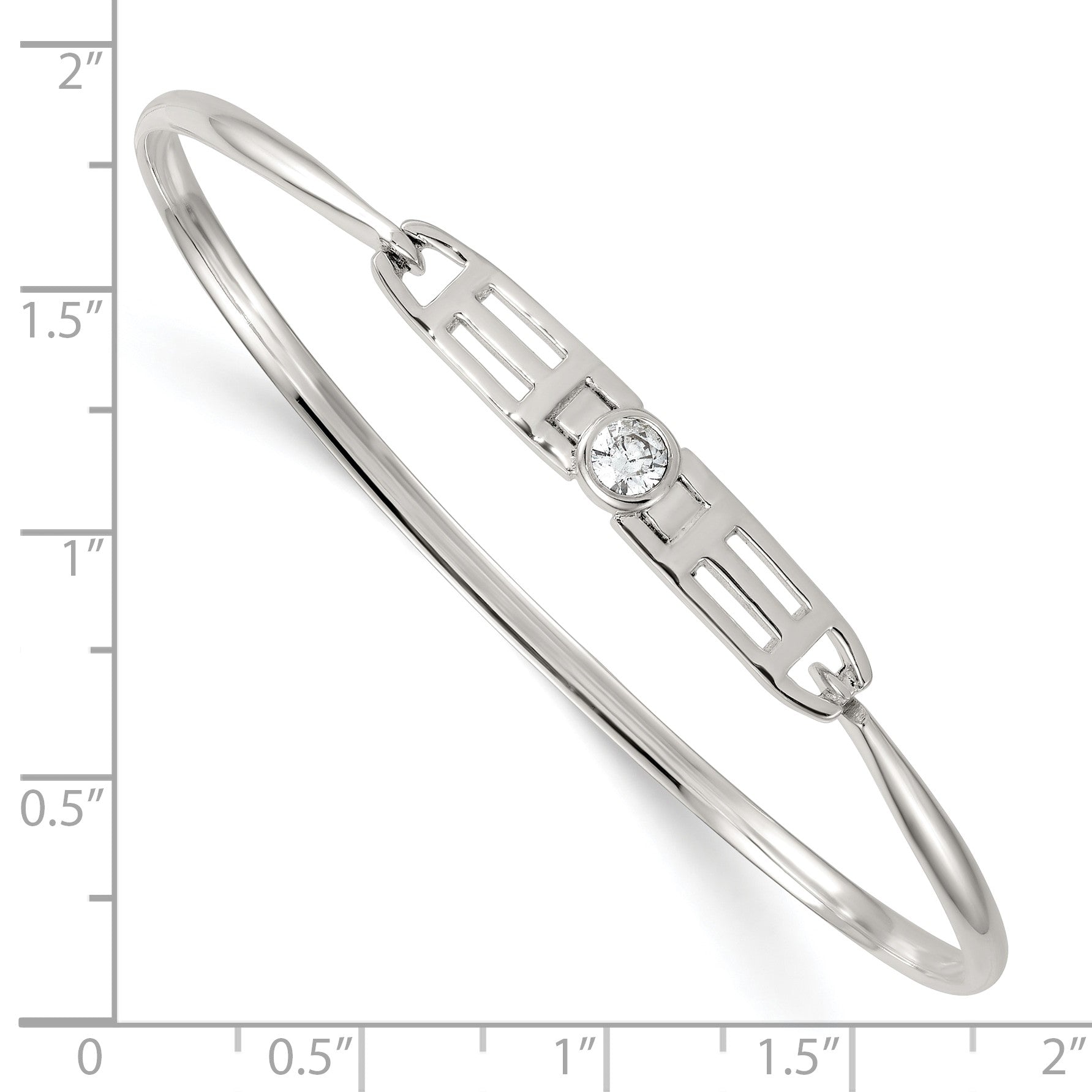 Sterling Silver Polished Fancy CZ Bangle