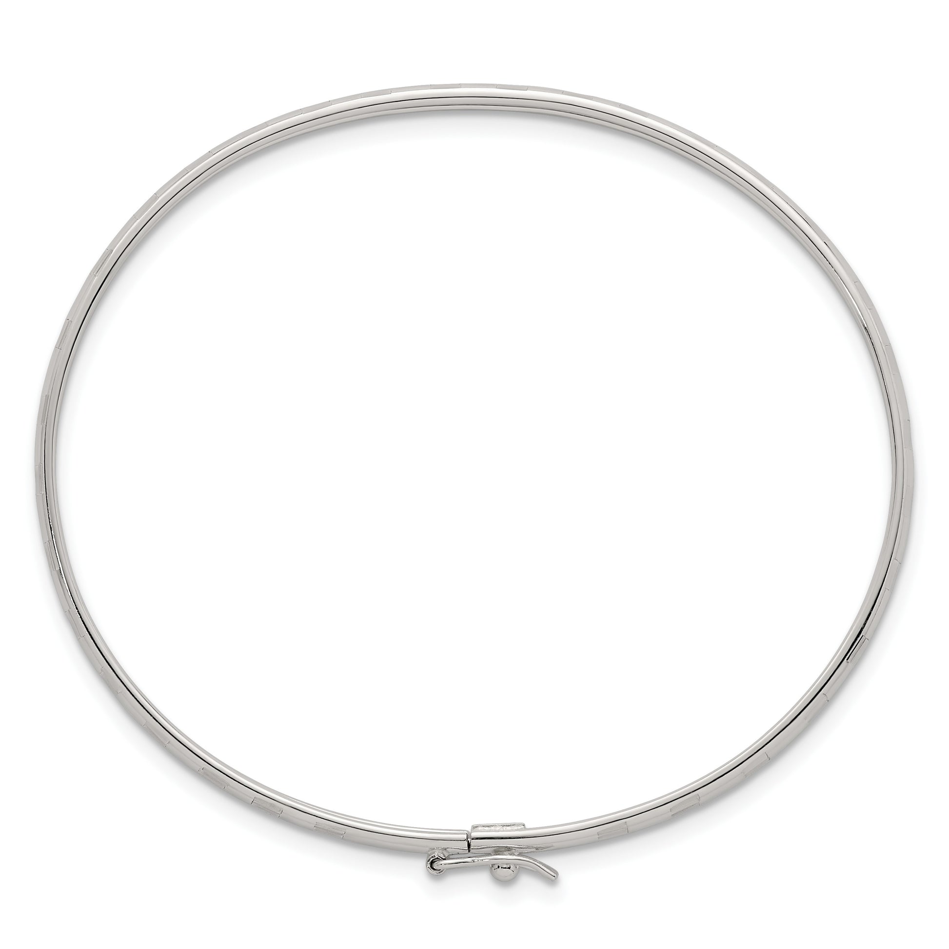 Sterling Silver Polished and Diamond-cut 3.0mm Flexible Bangle