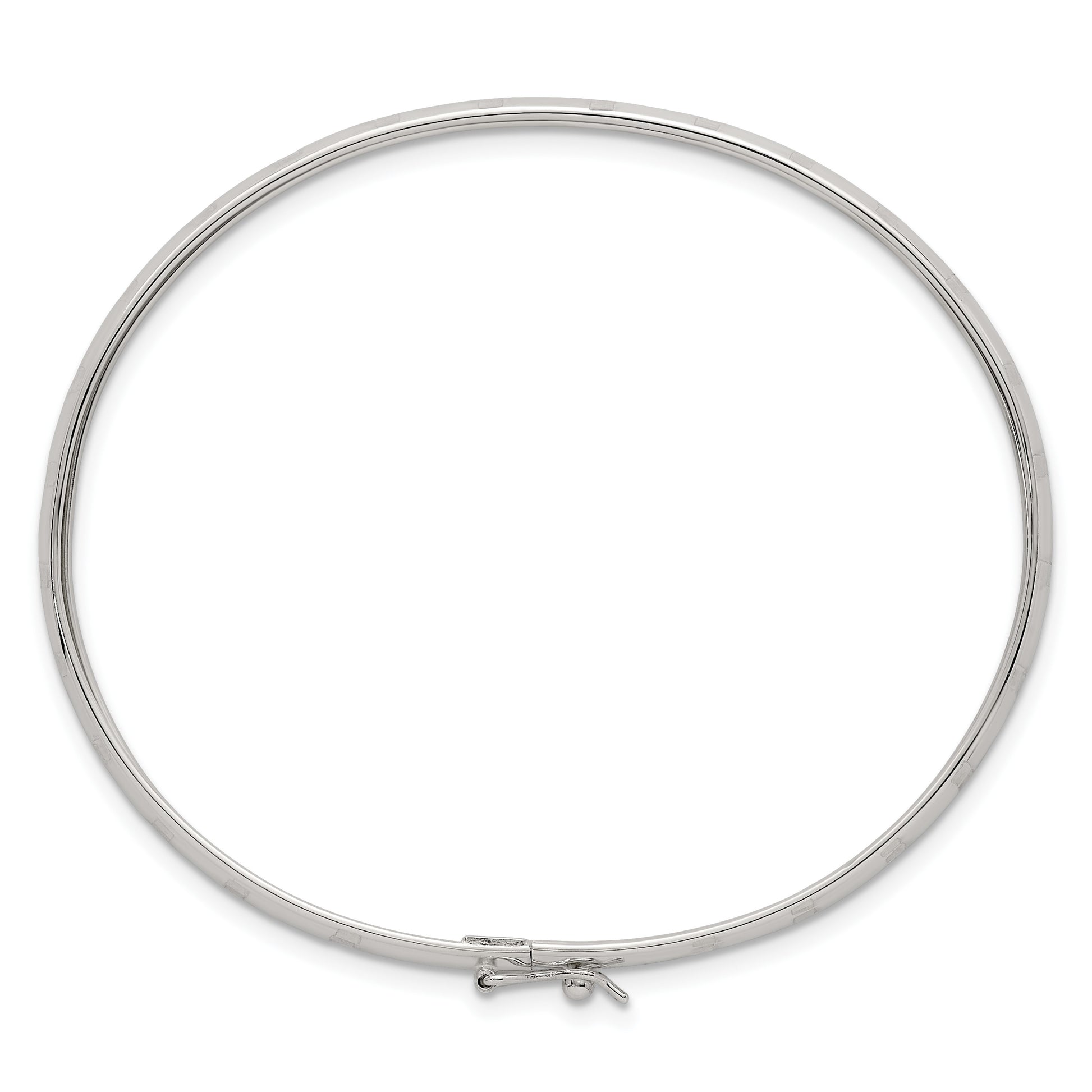 Sterling Silver Polished and Diamond-cut 4.0mm Flexible Bangle