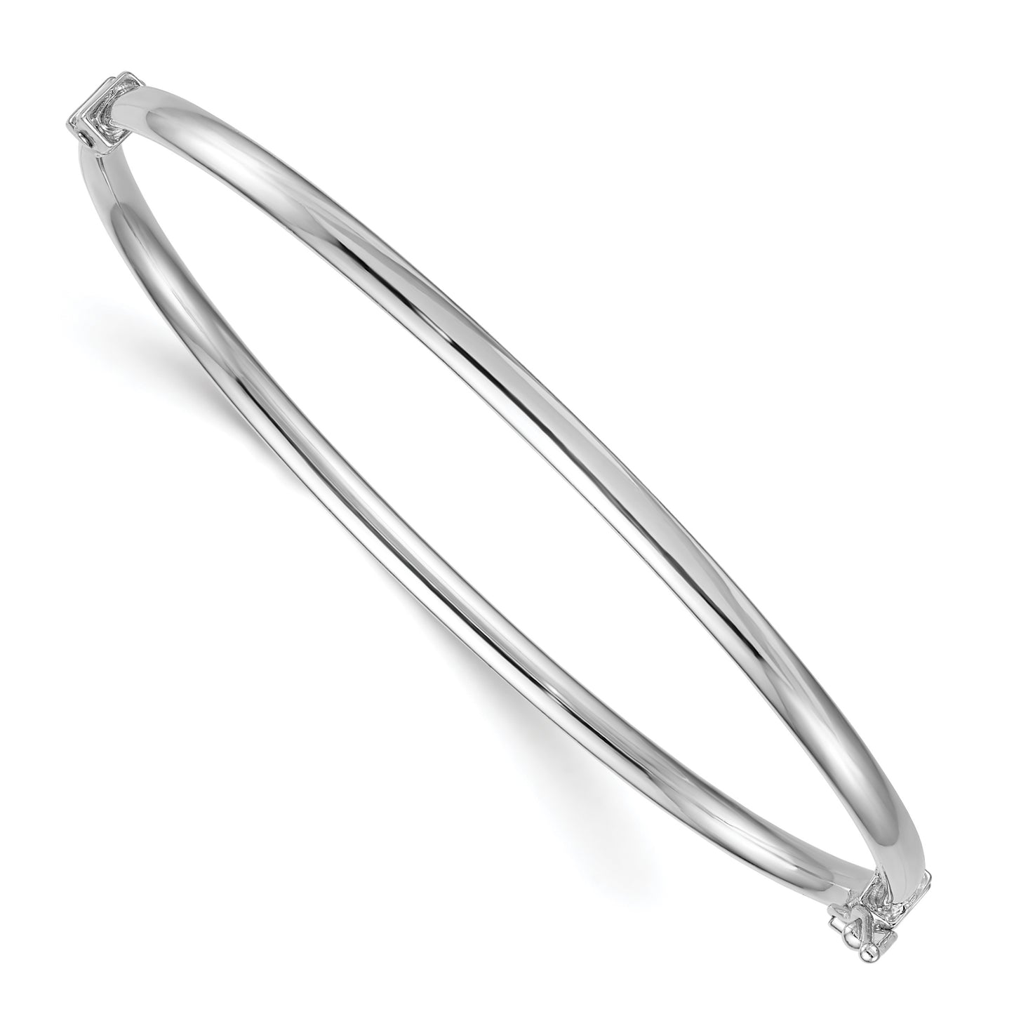 Sterling Silver Rhodium-plated Polished 3.00mm Hinged Bangle