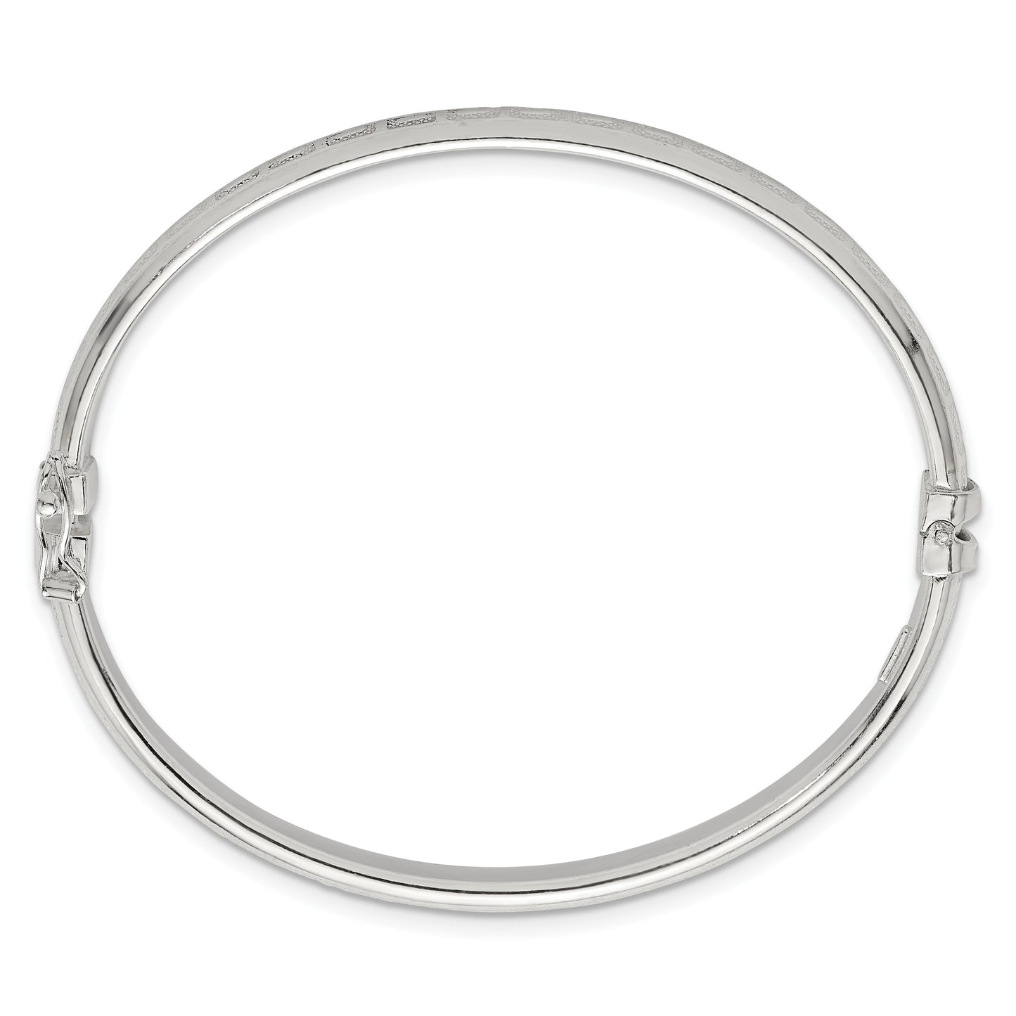 Sterling Silver Polished and Textured 6.50mm Greek Key Hinged Bangle