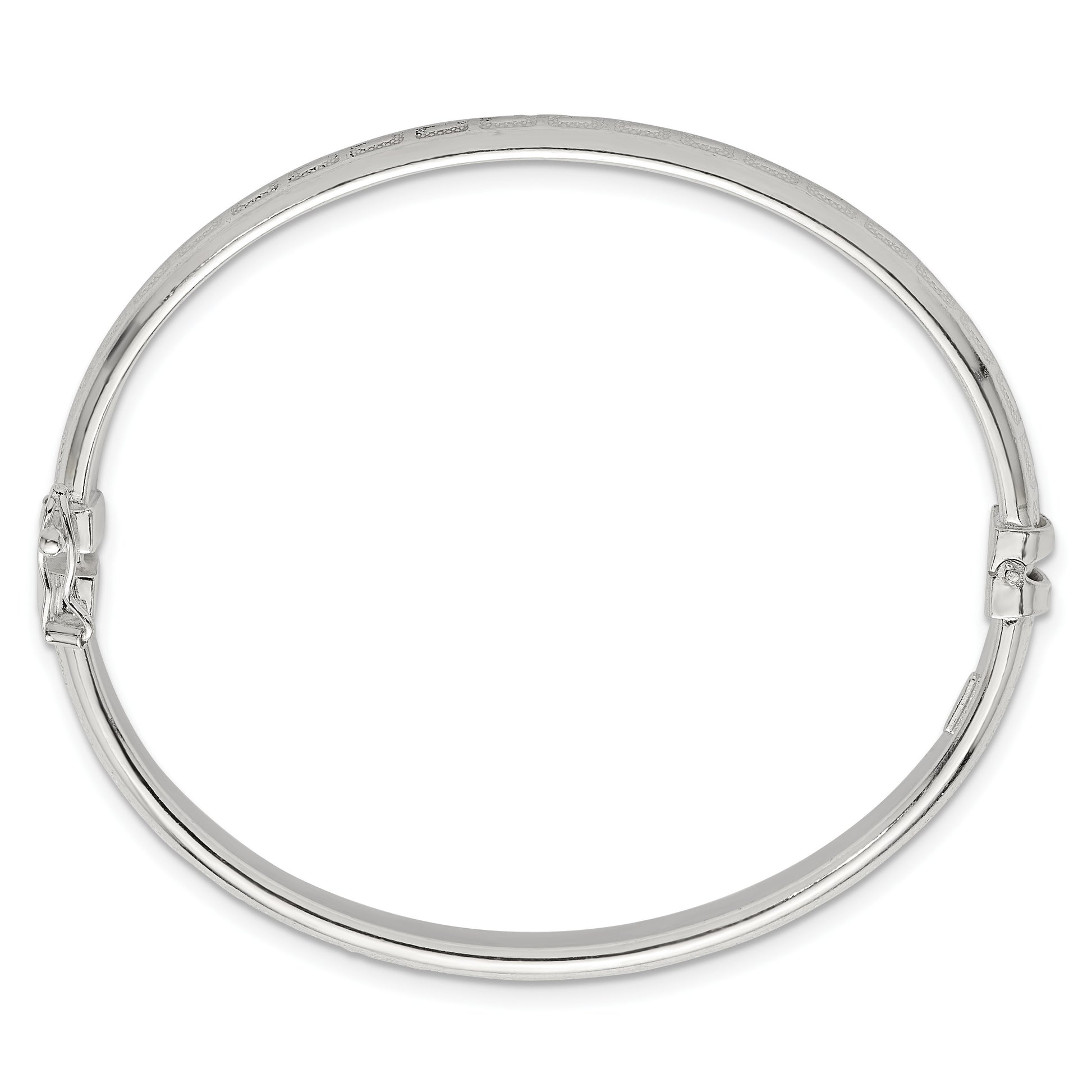 Sterling Silver Polished and Textured 6.50mm Greek Key Hinged Bangle