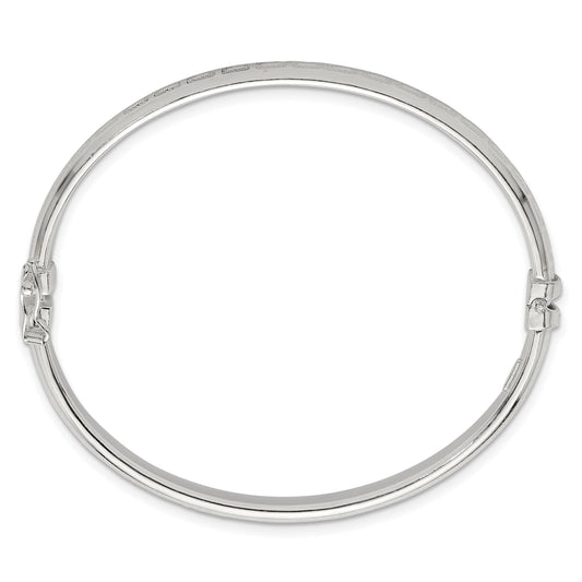 Sterling Silver Polished and Textured 6.50mm Greek Key Hinged Bangle