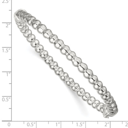 Sterling Silver Polished Beaded Design 5.00mm Hinged Bangle