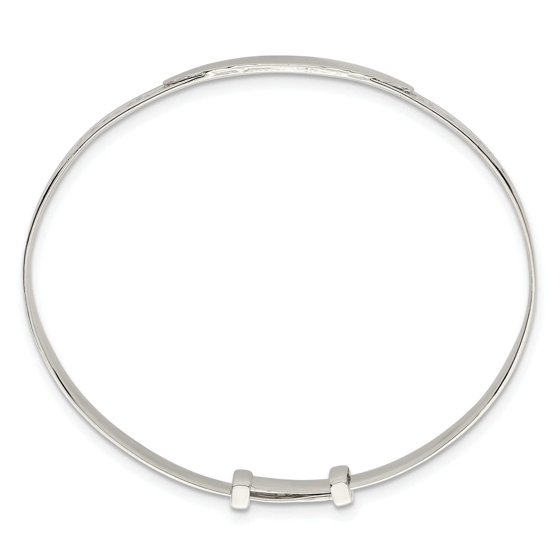 Sterling Silver Polished Claddagh Childrens Expandable Slip-on ID Bangle